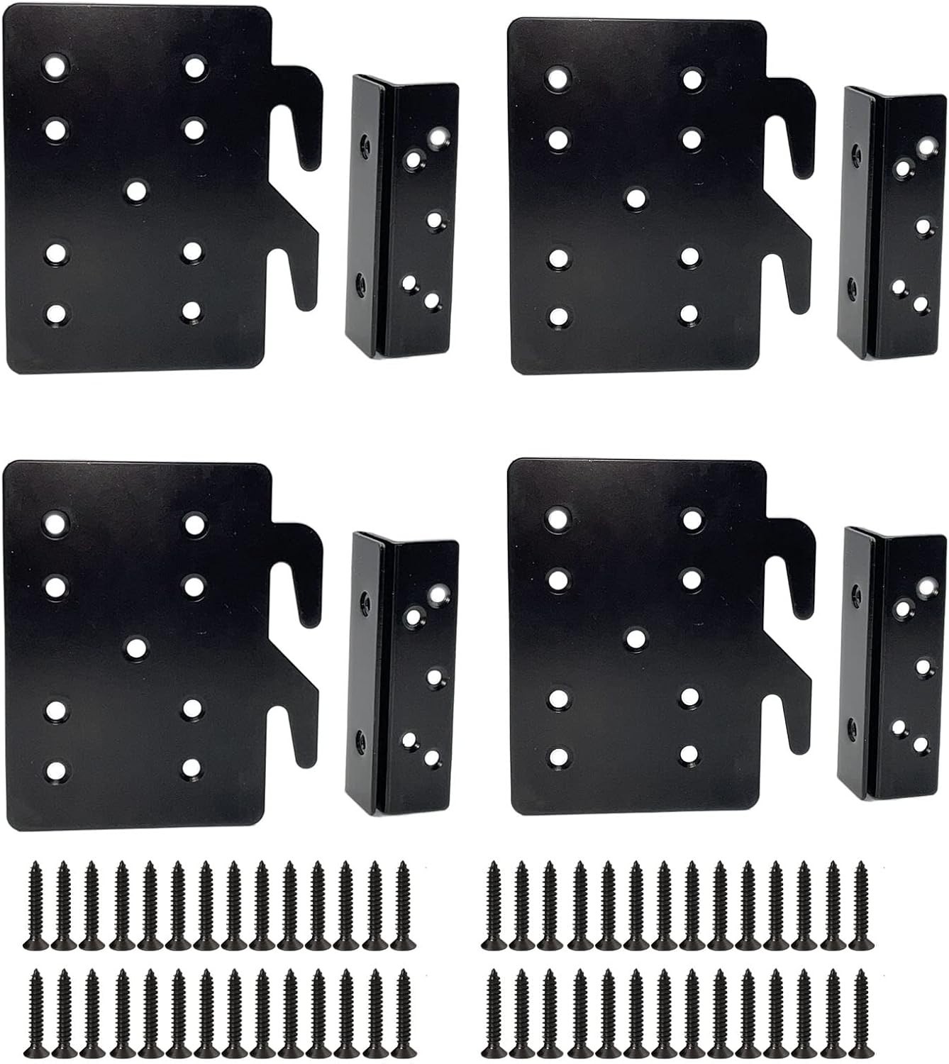 Bed Frame Post Double Hook Slot Hardware Attachment Bracket，Bed Rail Hooks Cold