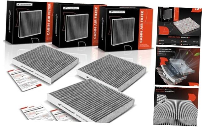 3 Pack Cabin Air Filter with Activated Carbon Compatible with Lexus Models -