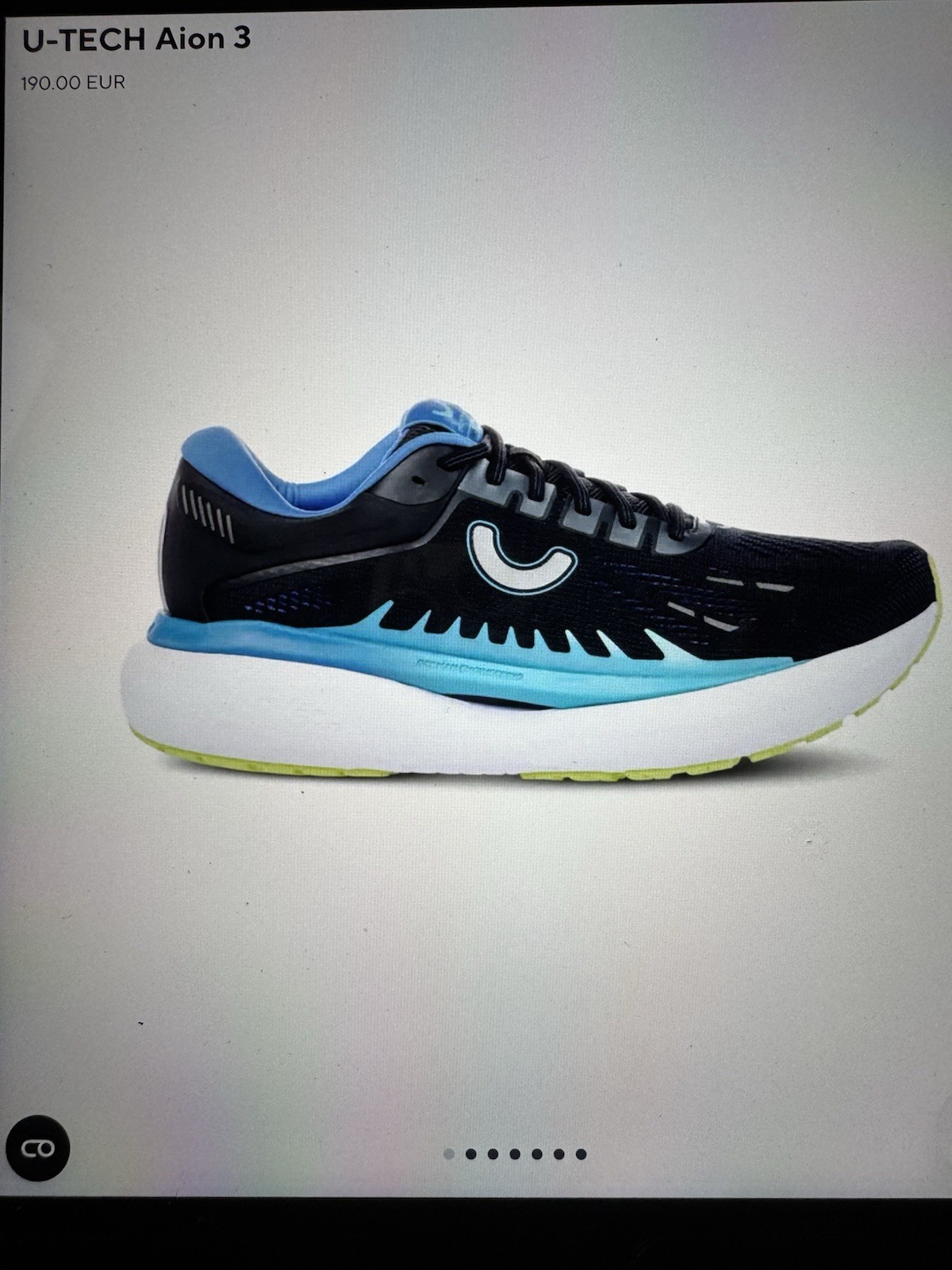 True Motion U-TECH Aion Men's Mesh Breathable Running Black Blue Lace Up US 9