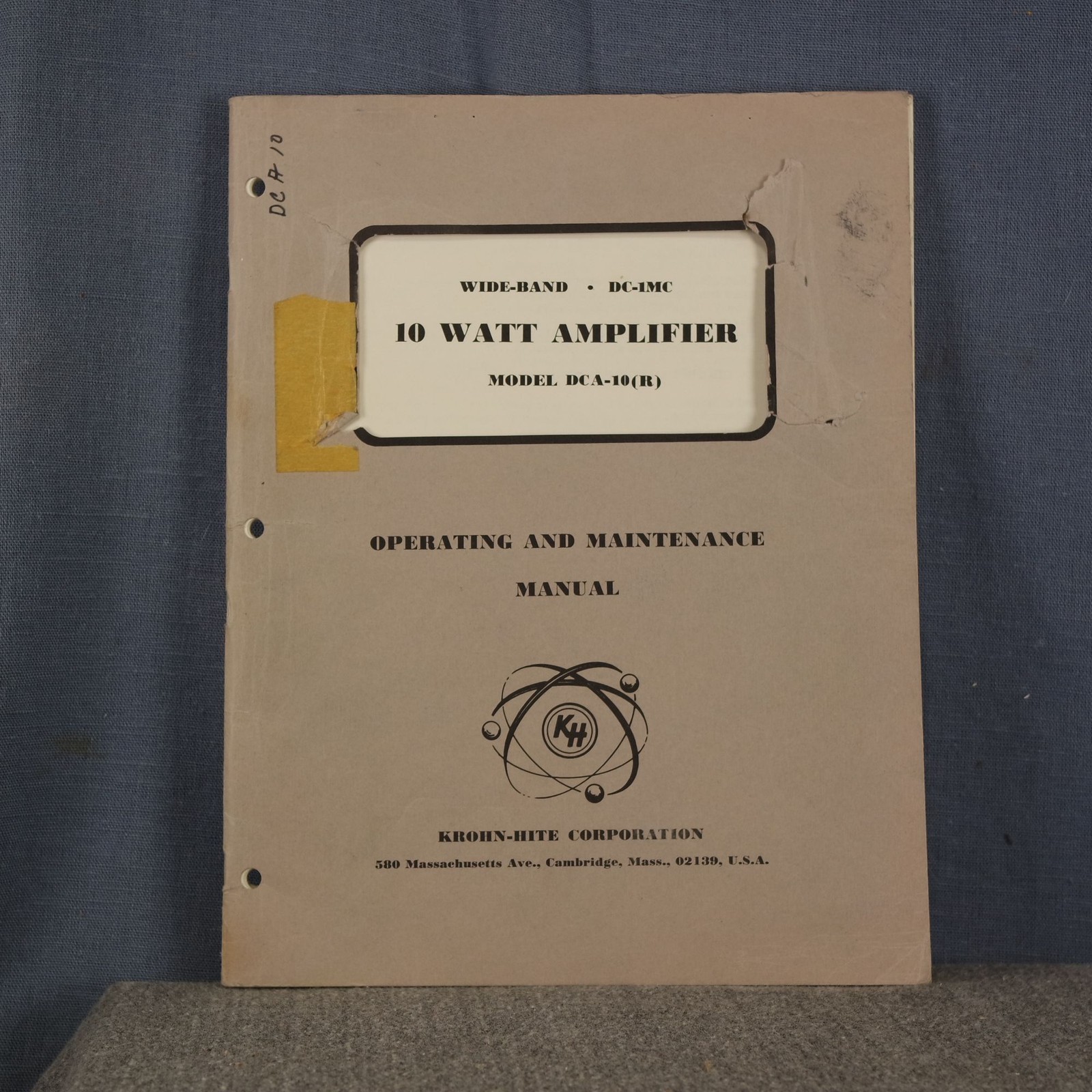 Krohn-Hite Model DCA-10(R) Wide-Band DC-1MC 10 Watt Amplifier Operating Manual