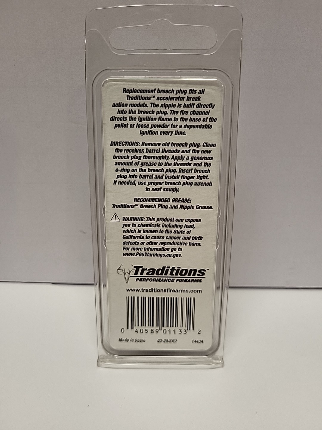 TRADITIONS ACCELERATOR REPLACEMENT BREECH PLUG A1443
