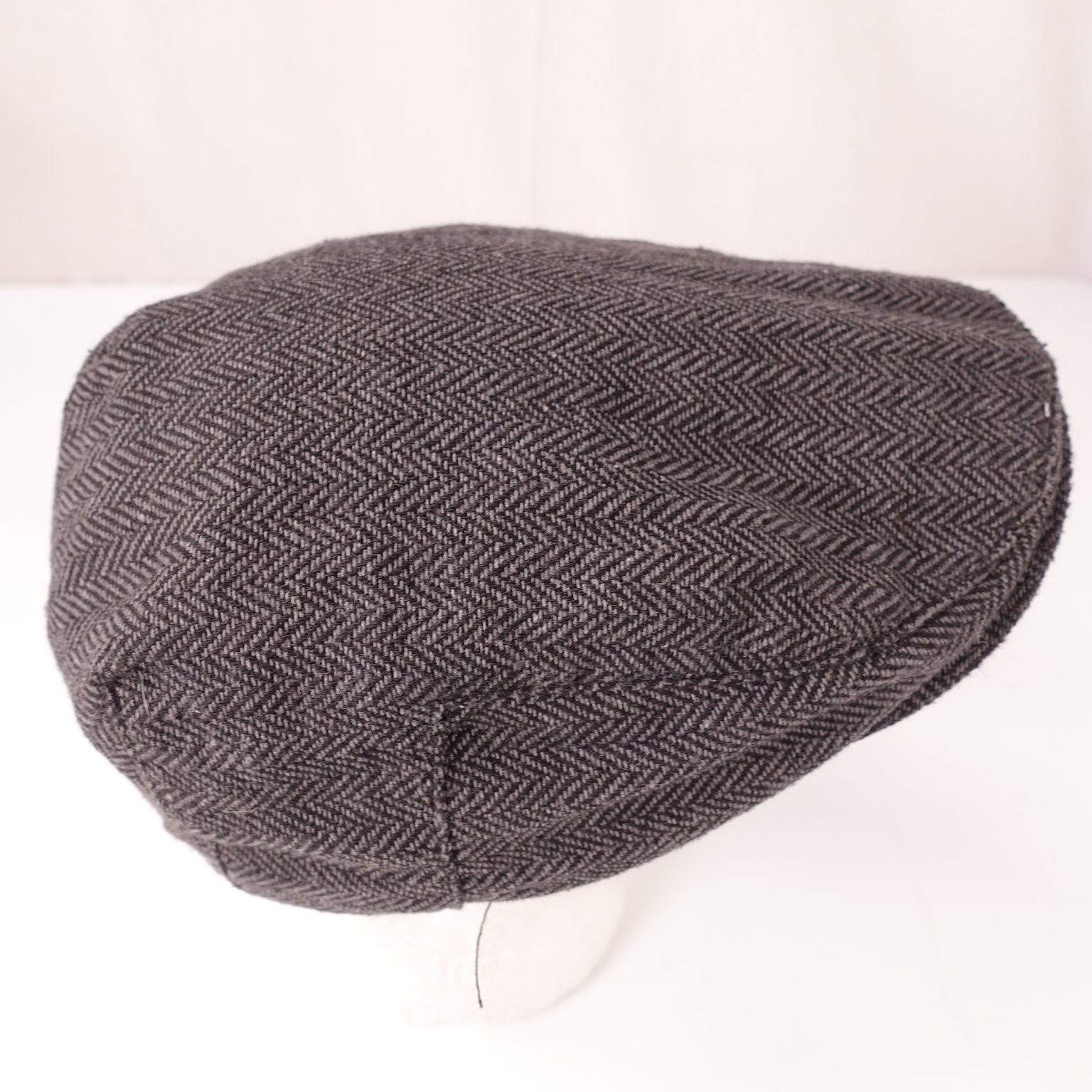 Boys Wool Blend Flat Cap Herringbone Pattern Gray Adjustable Hat