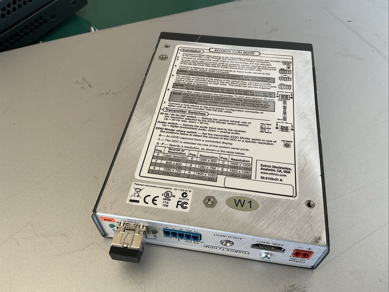 Extron FOXBOX TX HDMI mm 60-1174-11 Multimode Fiber Optic Transmitter