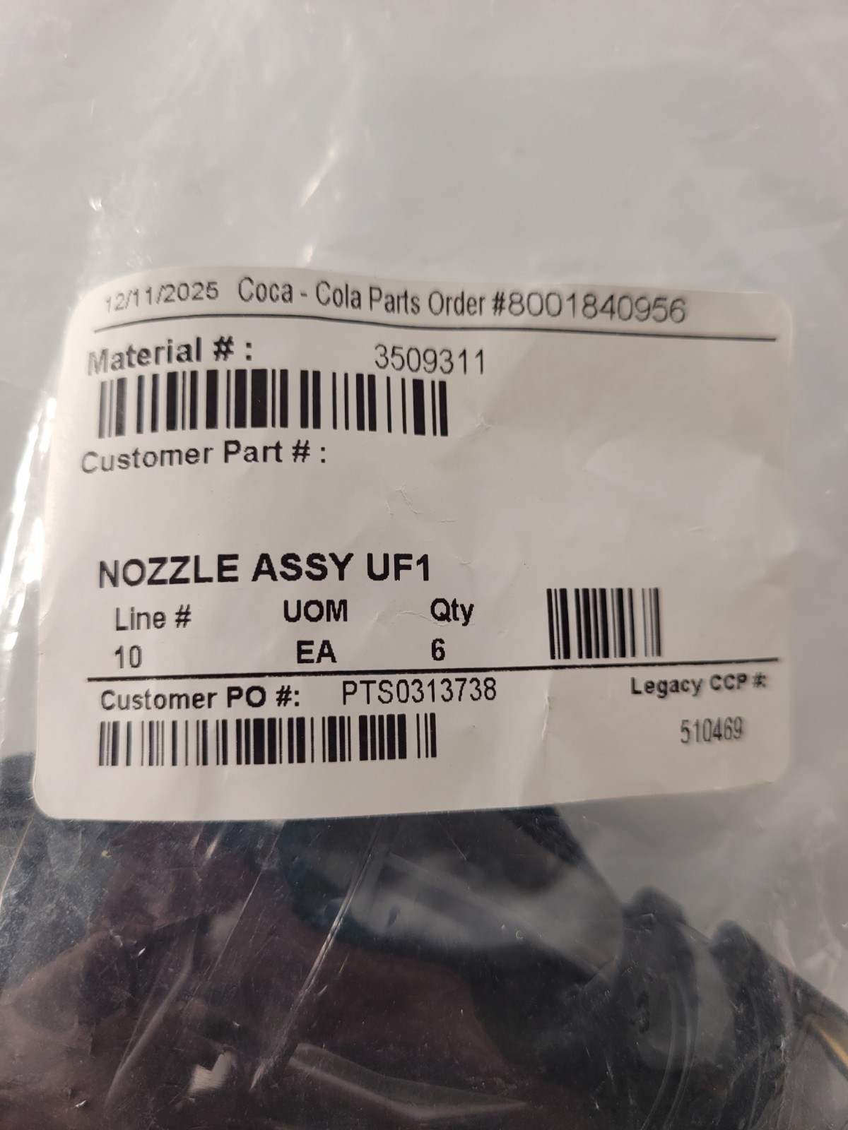 Coca-Cola UF1 Nozzle Assembly 510469 - Replacement Components 6 Pack