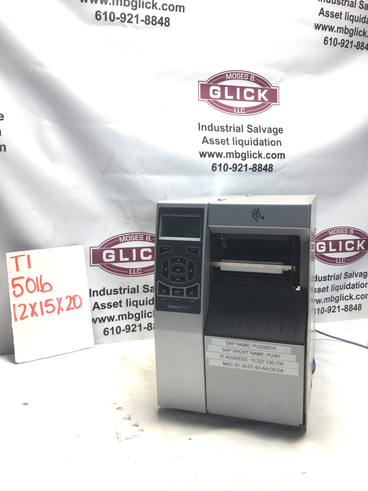 ZEBRA THERMAL PRINTER MODEL:ZT510/PART NUMBER: ZT51042-T010000Z