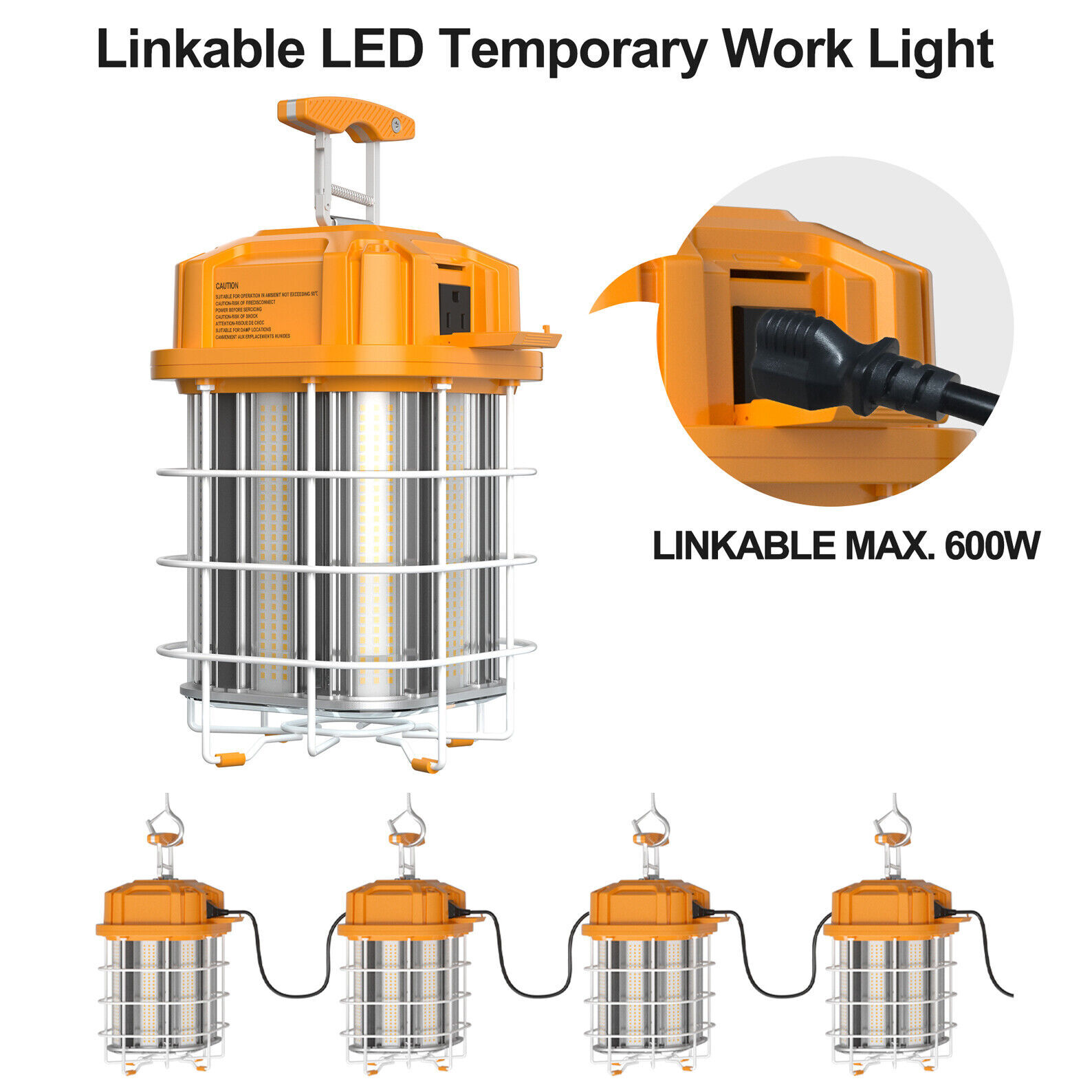 Linkable LED Temporary Work Light 80W Construction Jobsite Hanging Light 11200LM