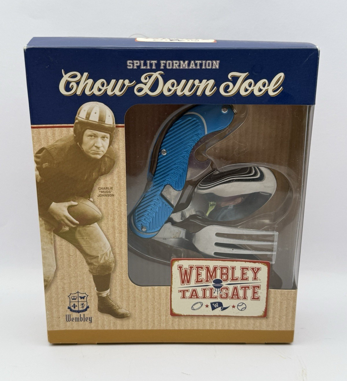Wembley Split Formation Chow Down Tool 4-in-1 Multi-Tool Stainless Blue 6.75"