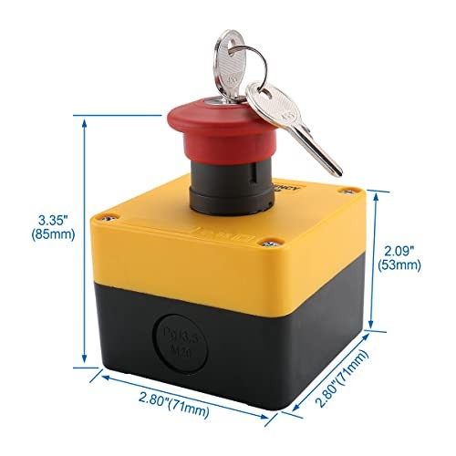 660V Red Sign Emergency Stop Push Button Switch & Key,1NO 1NC 10A,Key