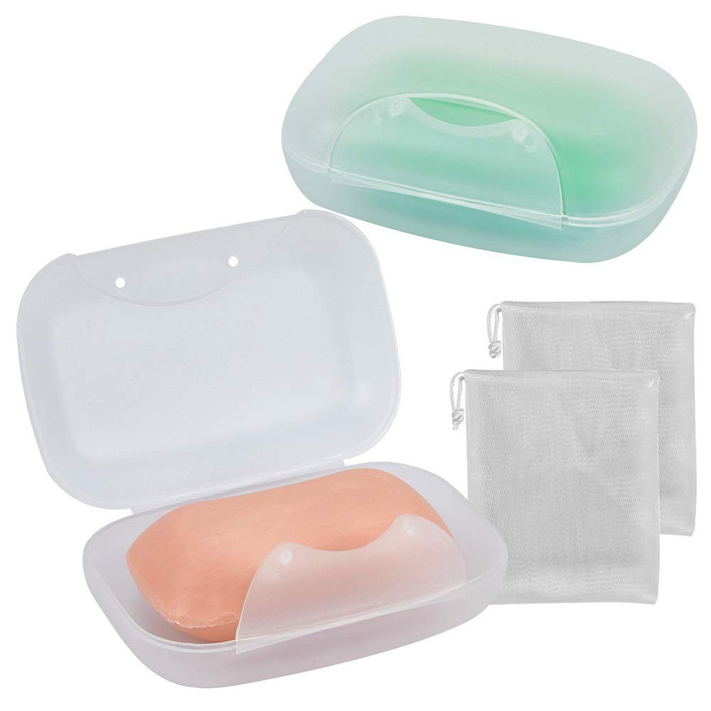 Soap Box Holder, 2-Pack Dish 2 Count (Pack of 1), Translucent