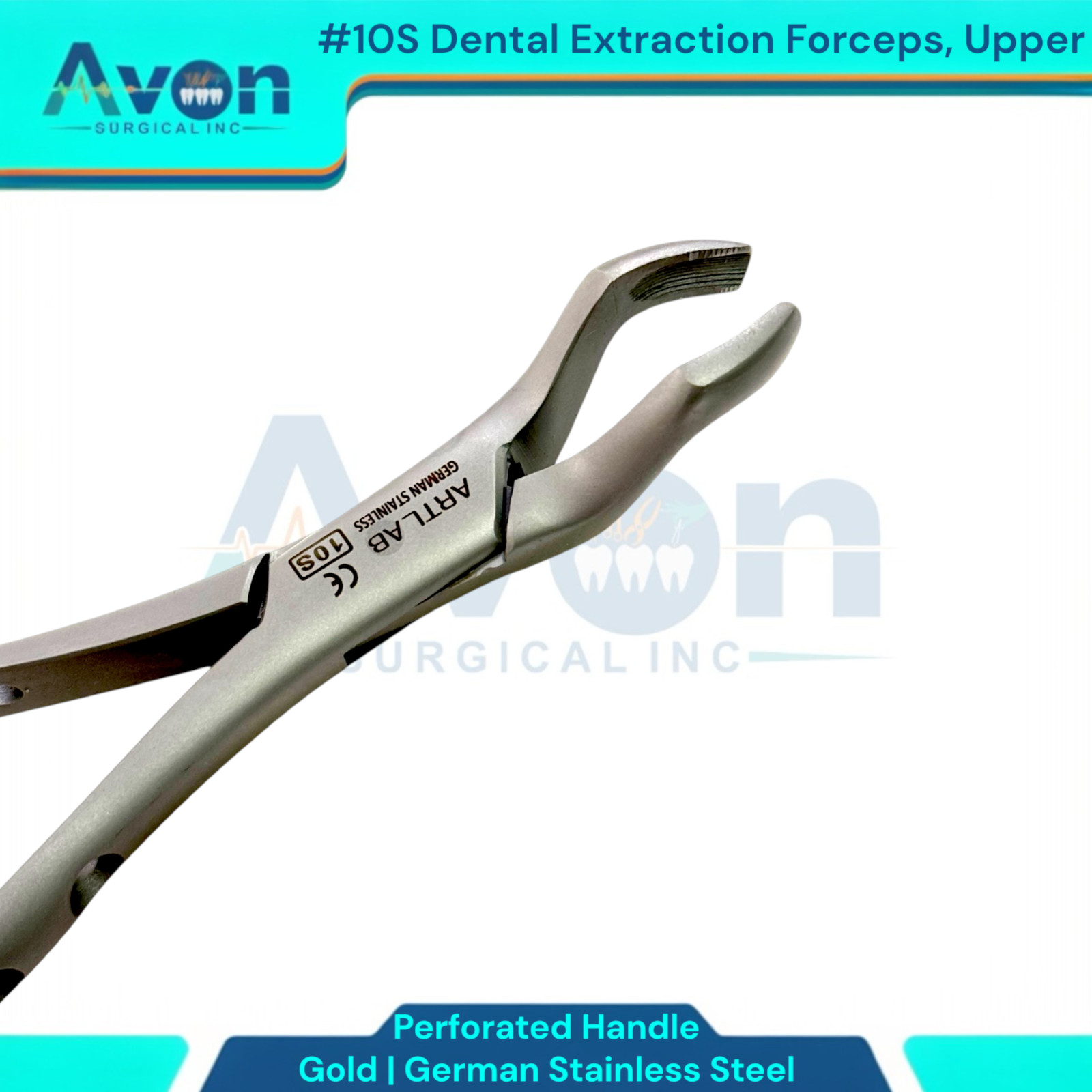 Upper Universal Tooth and Molars Extraction Forceps #10S, Serrated, Premium (1x)