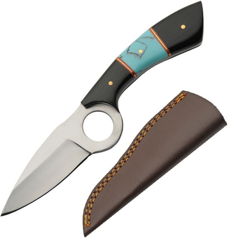 Rite Edge Showdown Fixed Knife 3.5" Stainless Steel Blade Horn And Resin Handle