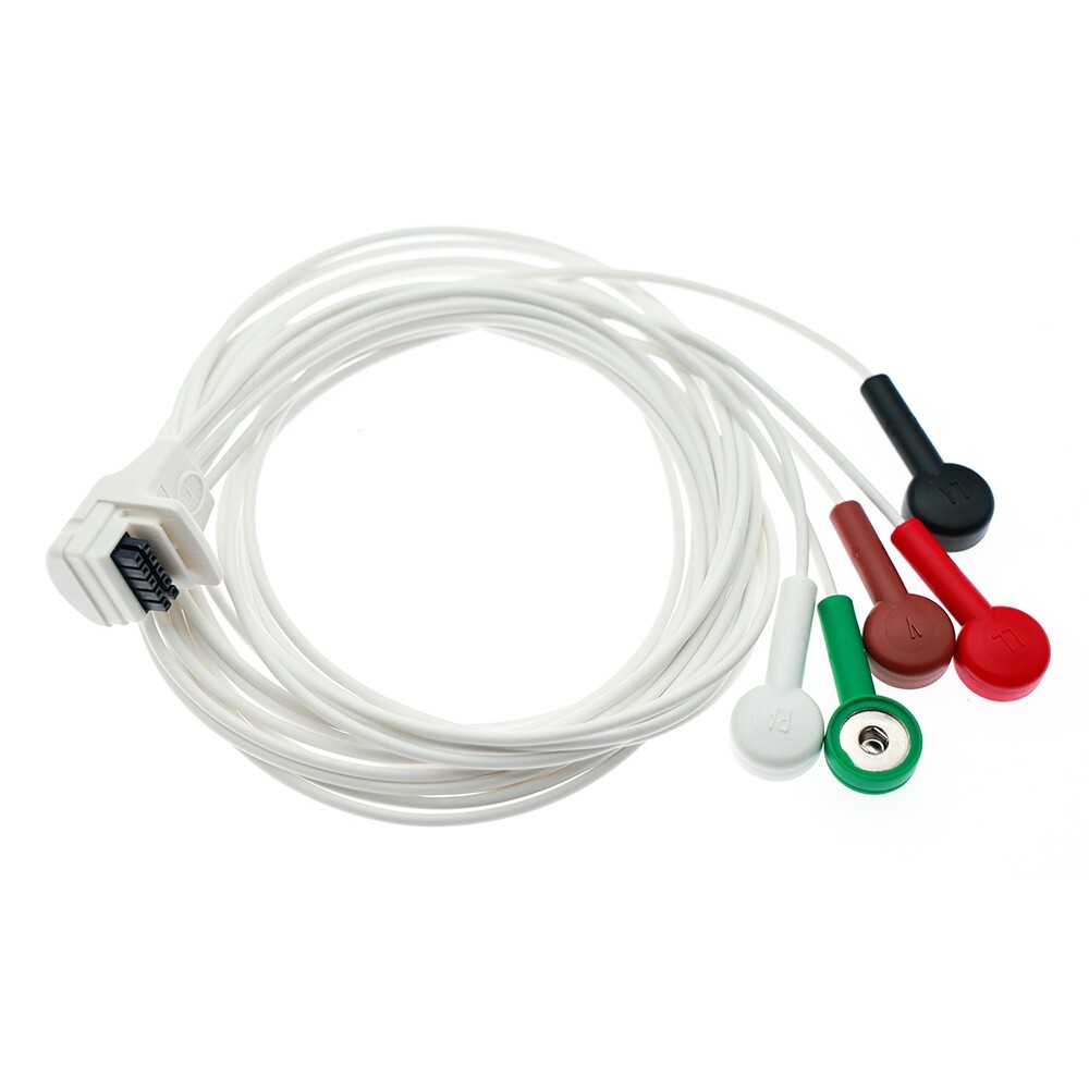 10pin ECG Patient Cable 5-Lead Snap for Mortara H3+ Holter Recorder 9293-036-50