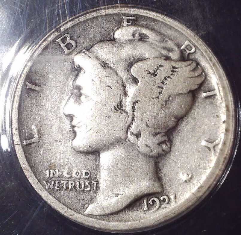 1921 Mercury Dime, ANACS G6, Key Date, Issue Free