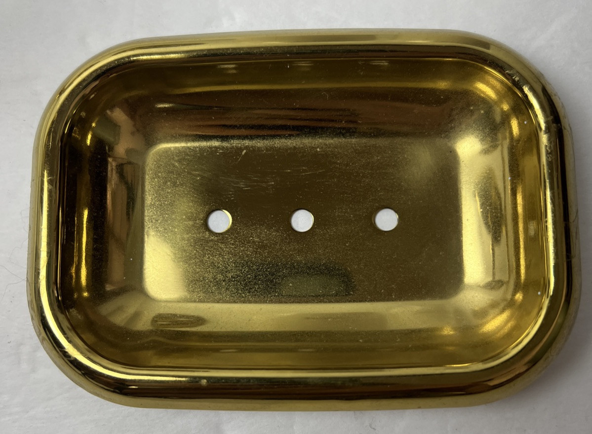 Brass & Ceramic his & hers Cups & Soap Dish Bathroom Fixture Wall Mounted