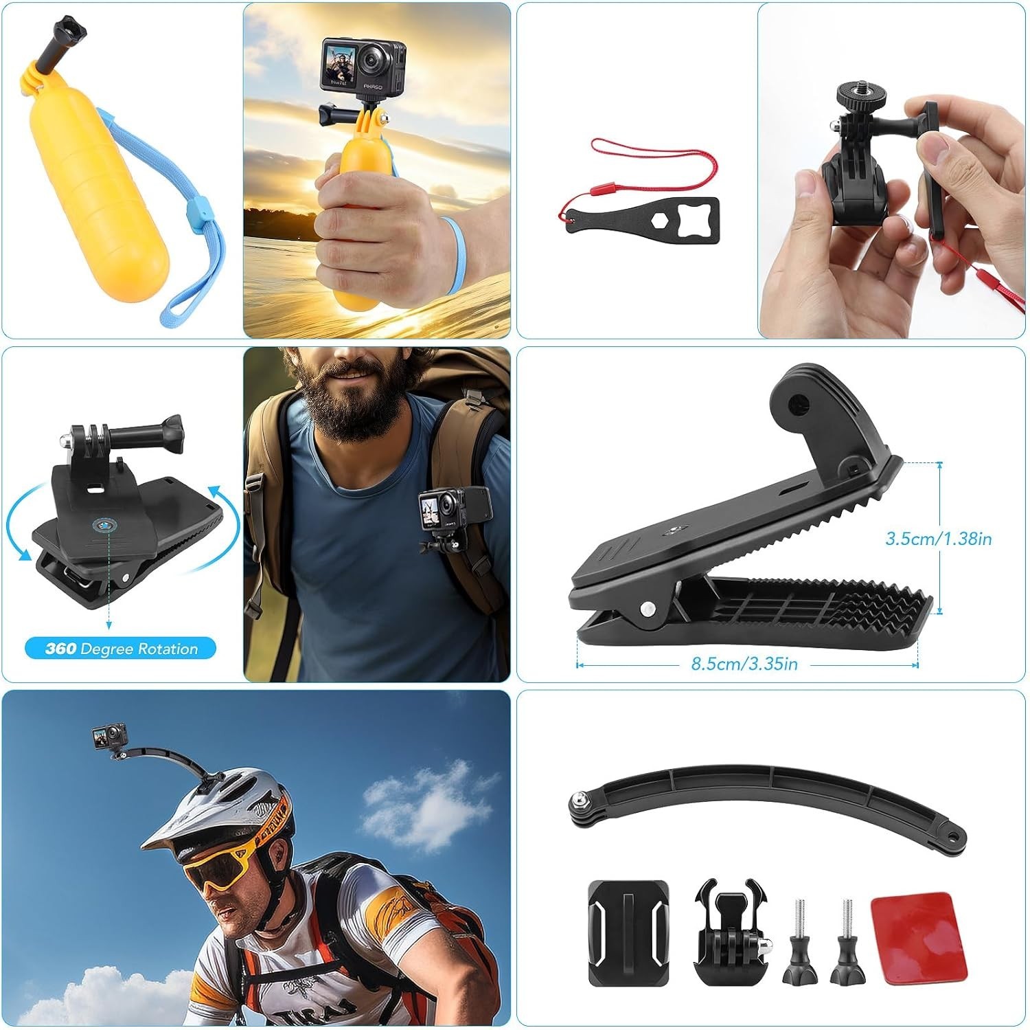 Action Camera Accessories Kit - Compatible for GoPro, AKASO, Campark, Crossto...