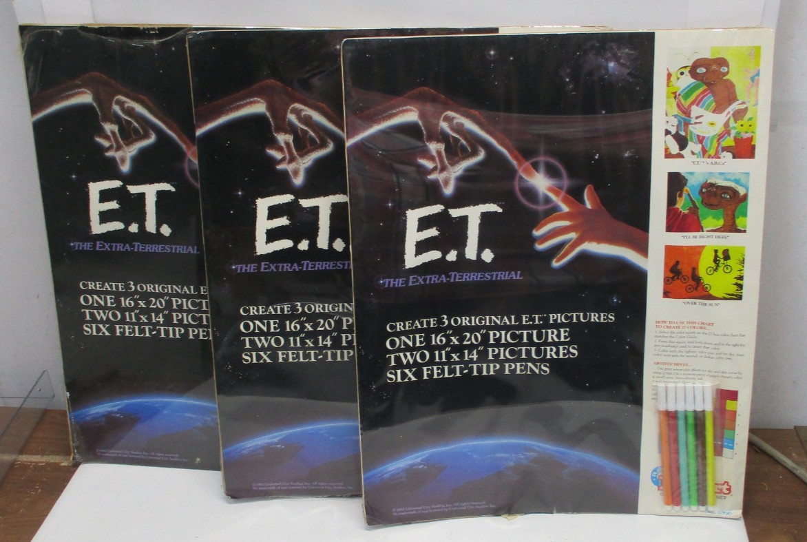 Packaged 1982 E.T. THE EXTRATRRESTRIAL Fun Art PICTURES TO COLOR 16x20 TOYSET38