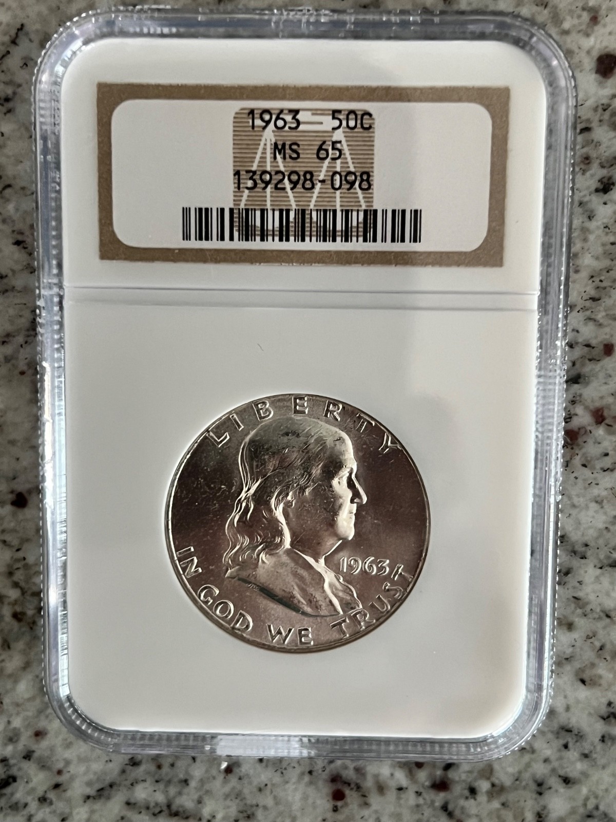 1963 NGC MS 65 Franklin Silver Half Dollar