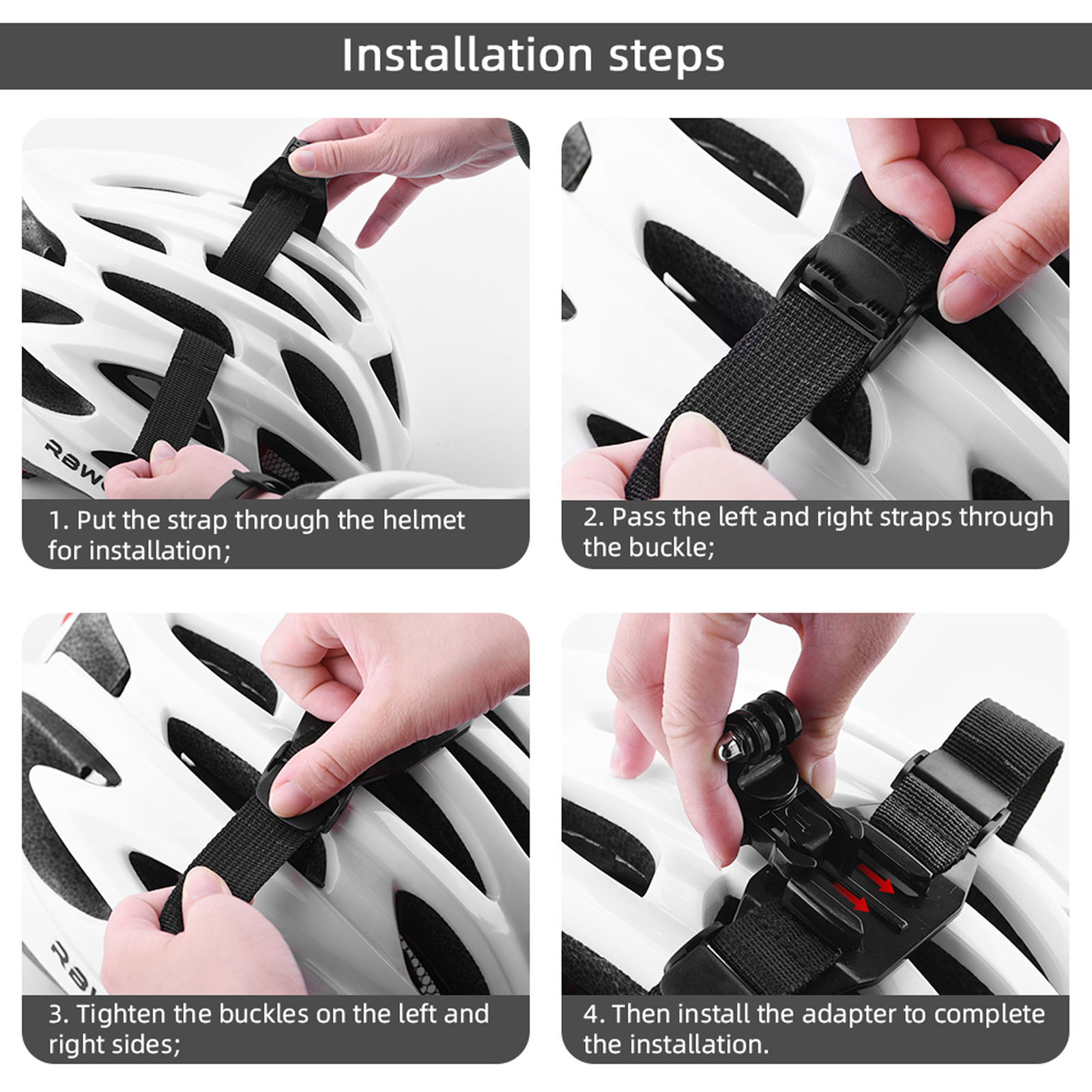 Action Camera Helmet Mount Strap Attachment With Bracket Adapter Base For He HBA