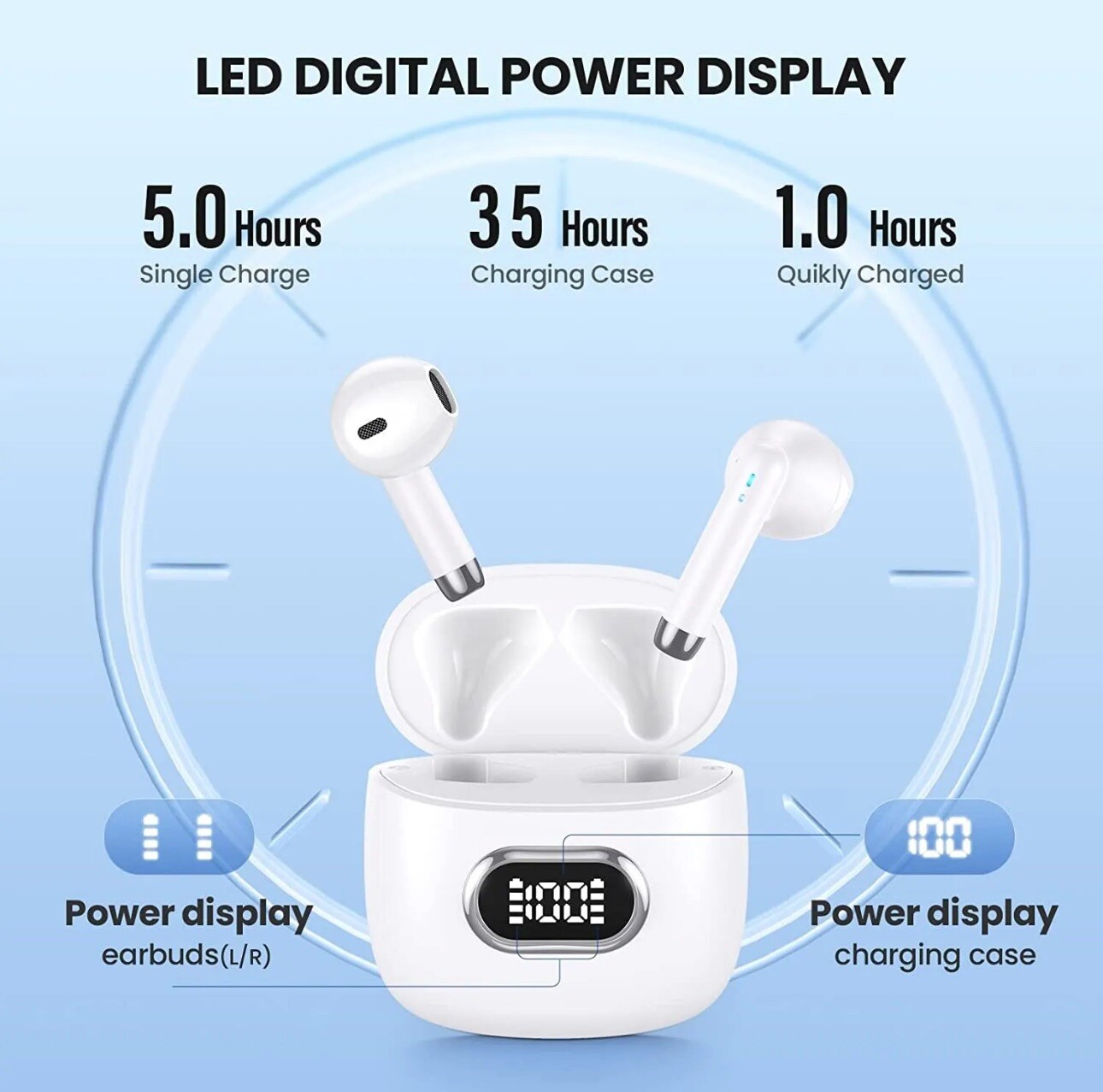Wireless Headphones TWS Earbuds Bluetooth Stereo Headset for iPhone 15 Pro