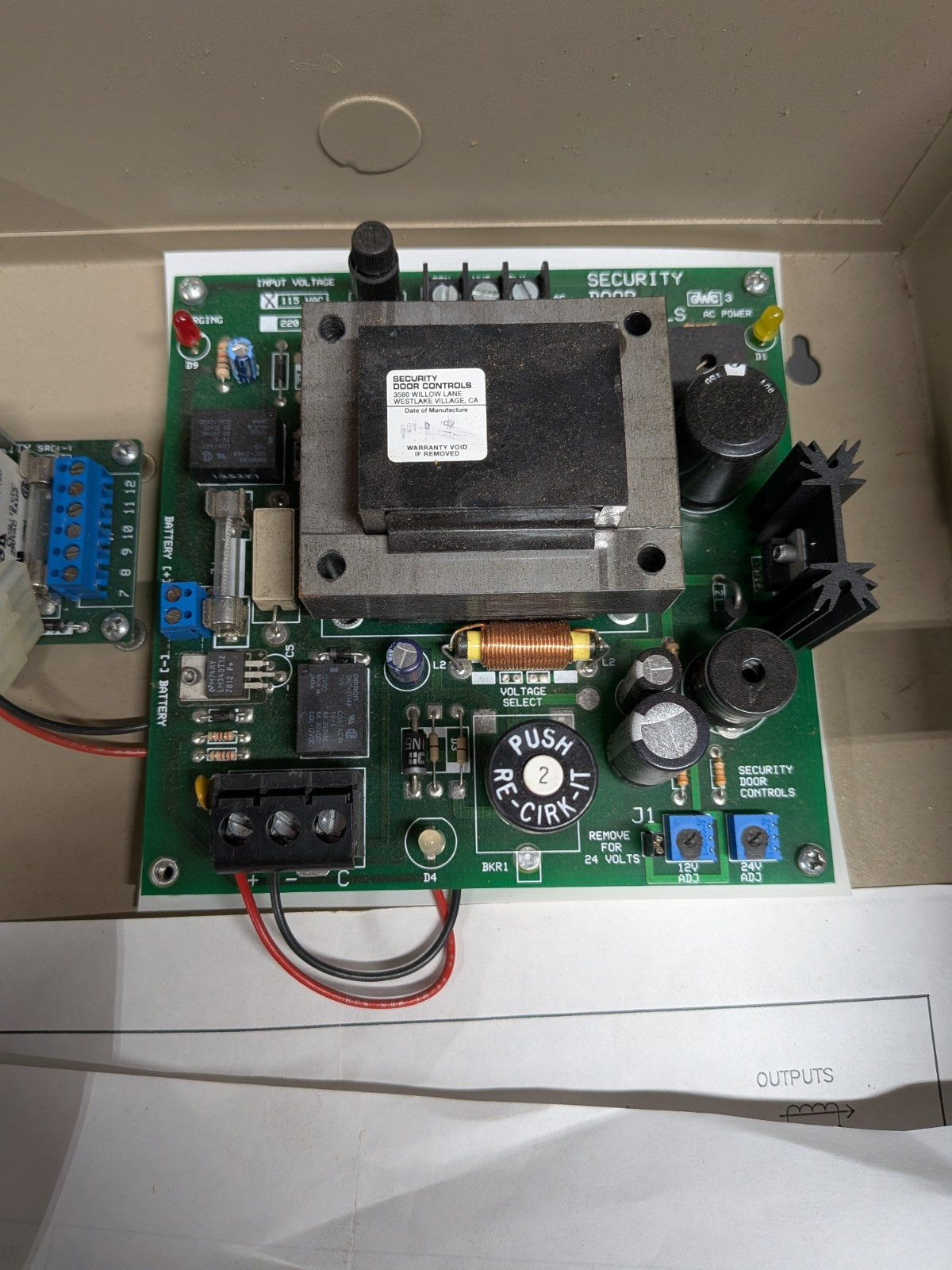 Security Door Controls 631RF 1.5 AMP Power Supply