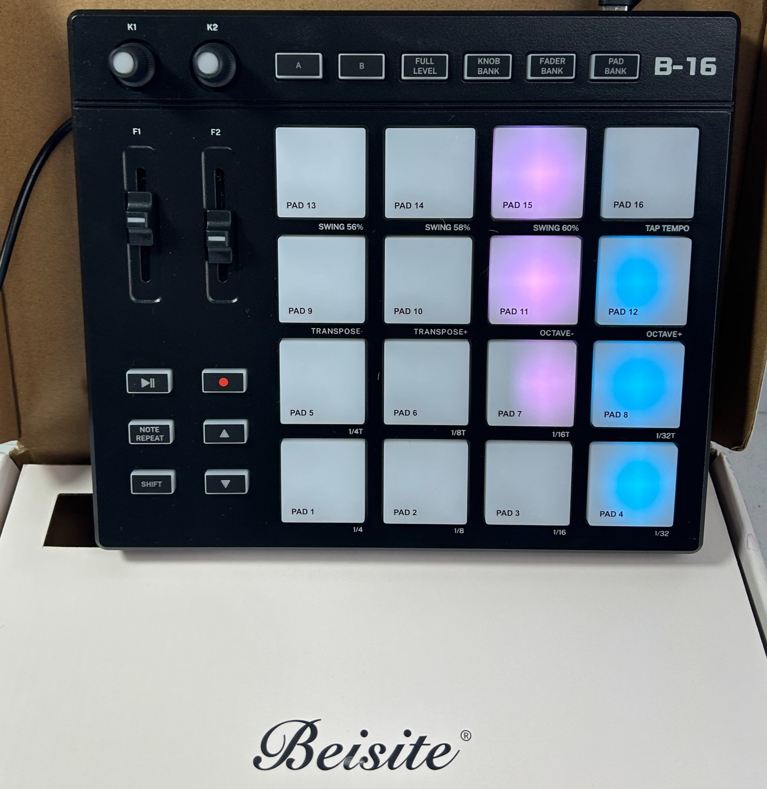Beisite B-16 MIDI Pad Controller USB Drum Machine Beat Maker 16 Backlit Pads
