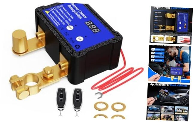 Kill Switch for Vehicle, Remote Battery Disconnect Switch 12V 24V 240A, Car
