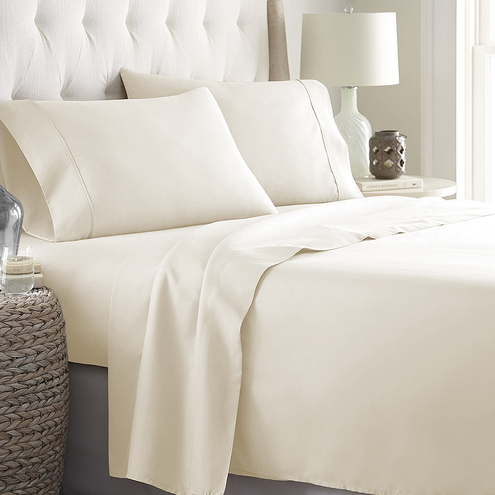1000 OR 1200 Count Ultra Deep Pocket Egyptian Cotton Ivory Solid Select Item