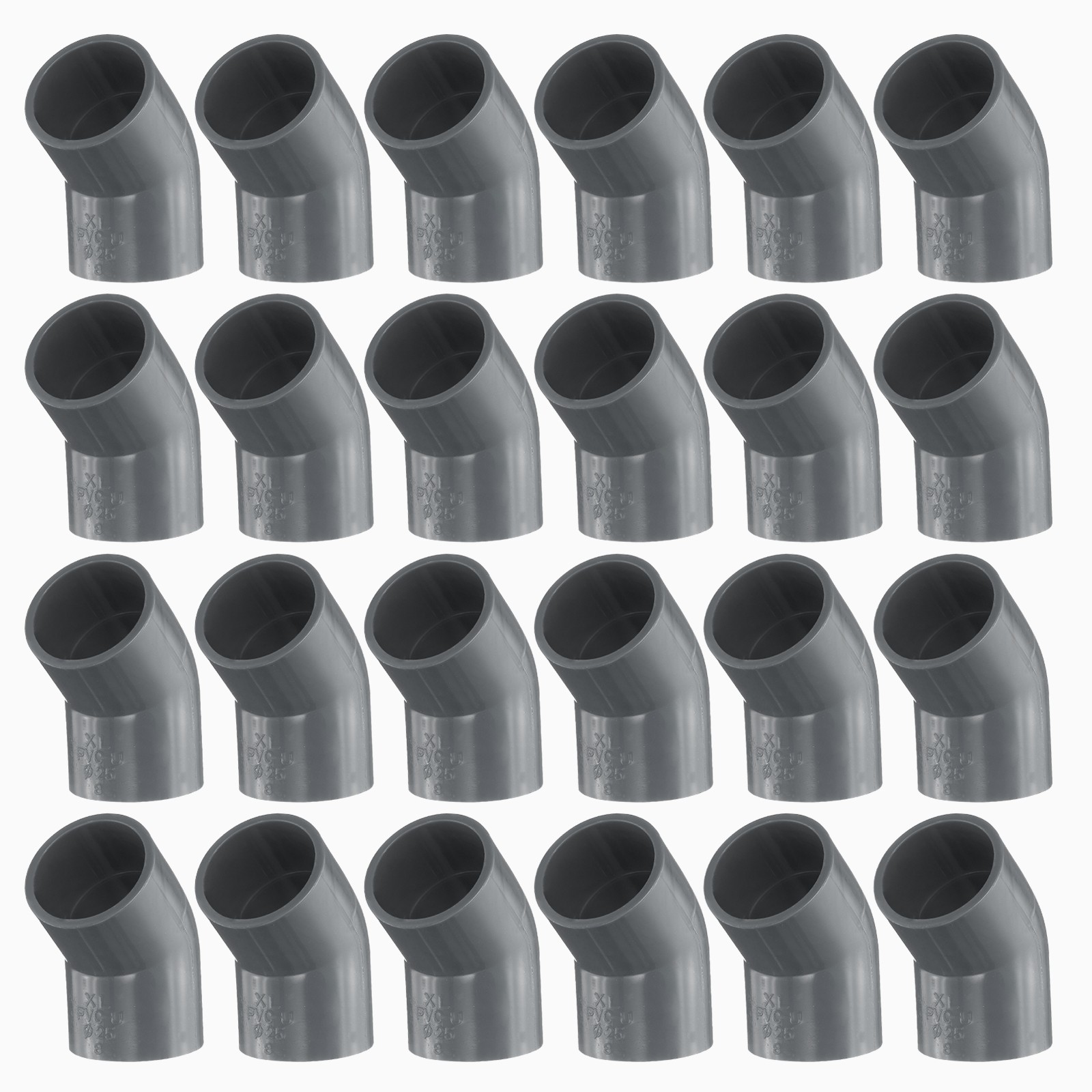 24 Pcs 3/4 Inch 45 Degree Elbow Pipe Fittings 2 Way, Grey
