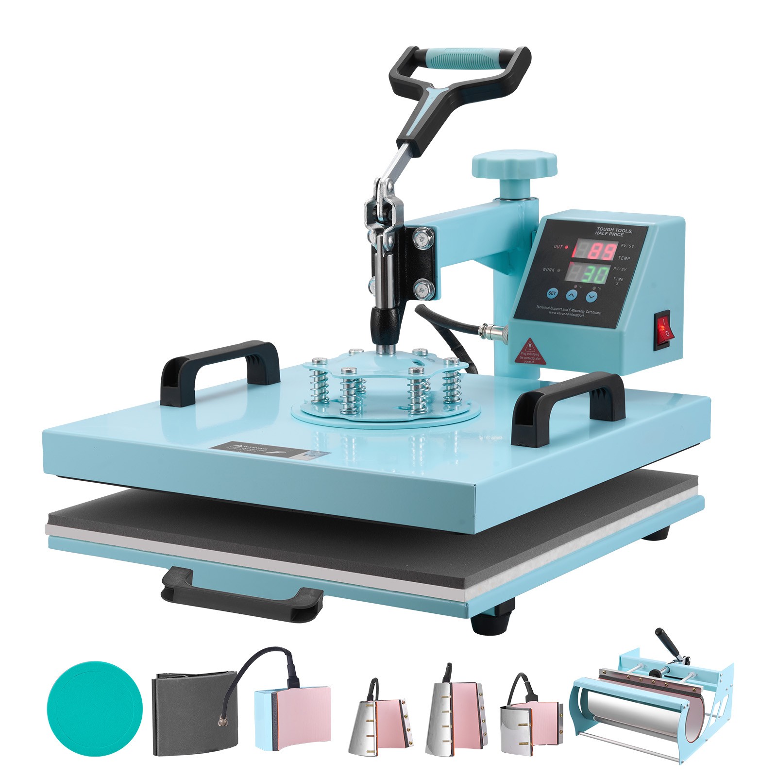 Heat Press Machine 15x15 inch with 30oz Tumbler Press T-Shirts Green