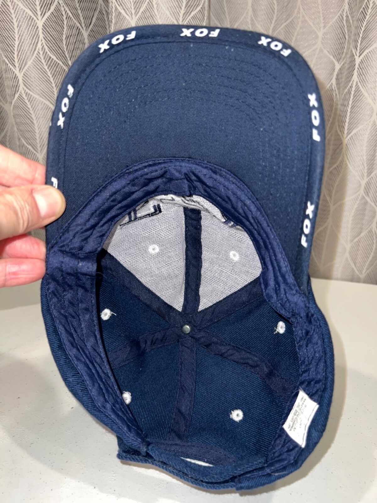 Fox Racing Logo Navy blue with White Hat Cap Hook Loop Good Condition