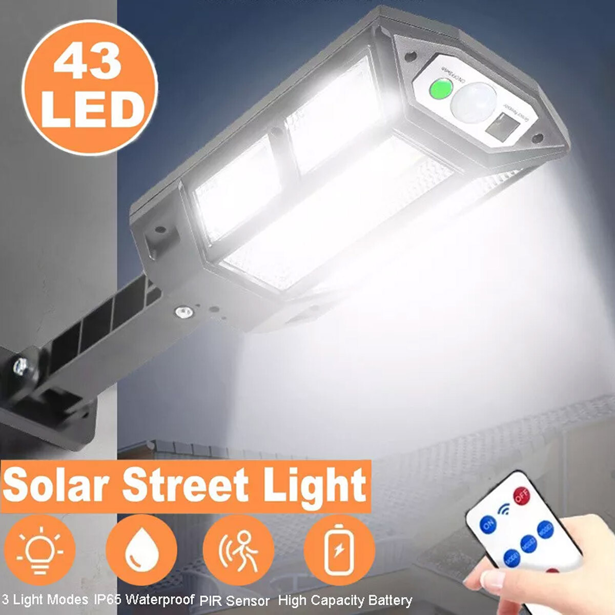 2 pcs LED Solar Flood Light Security Motion Sensor Wall Street Yard Outdoor Lamp