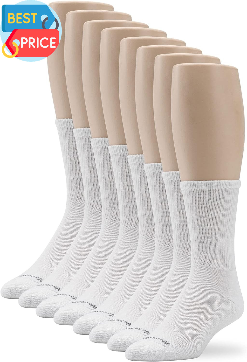 Women'S Cushion Crew Socks, 8 Pair Pack, White