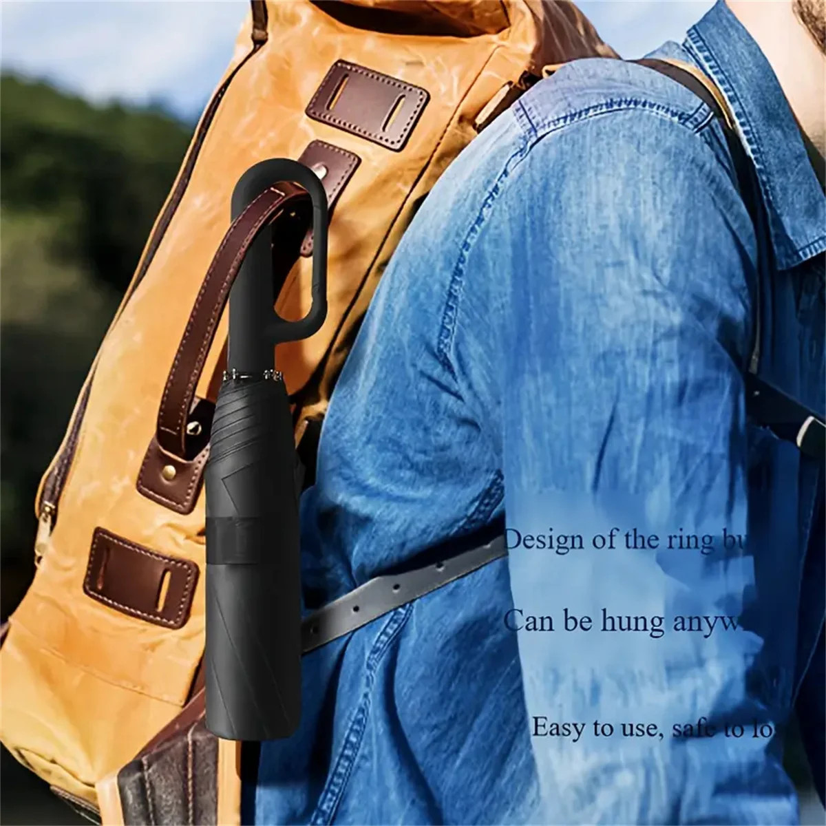 20Bones Windproof Fully Automatic Folding Umbrella with Loop Buckle UPF50+ Prota