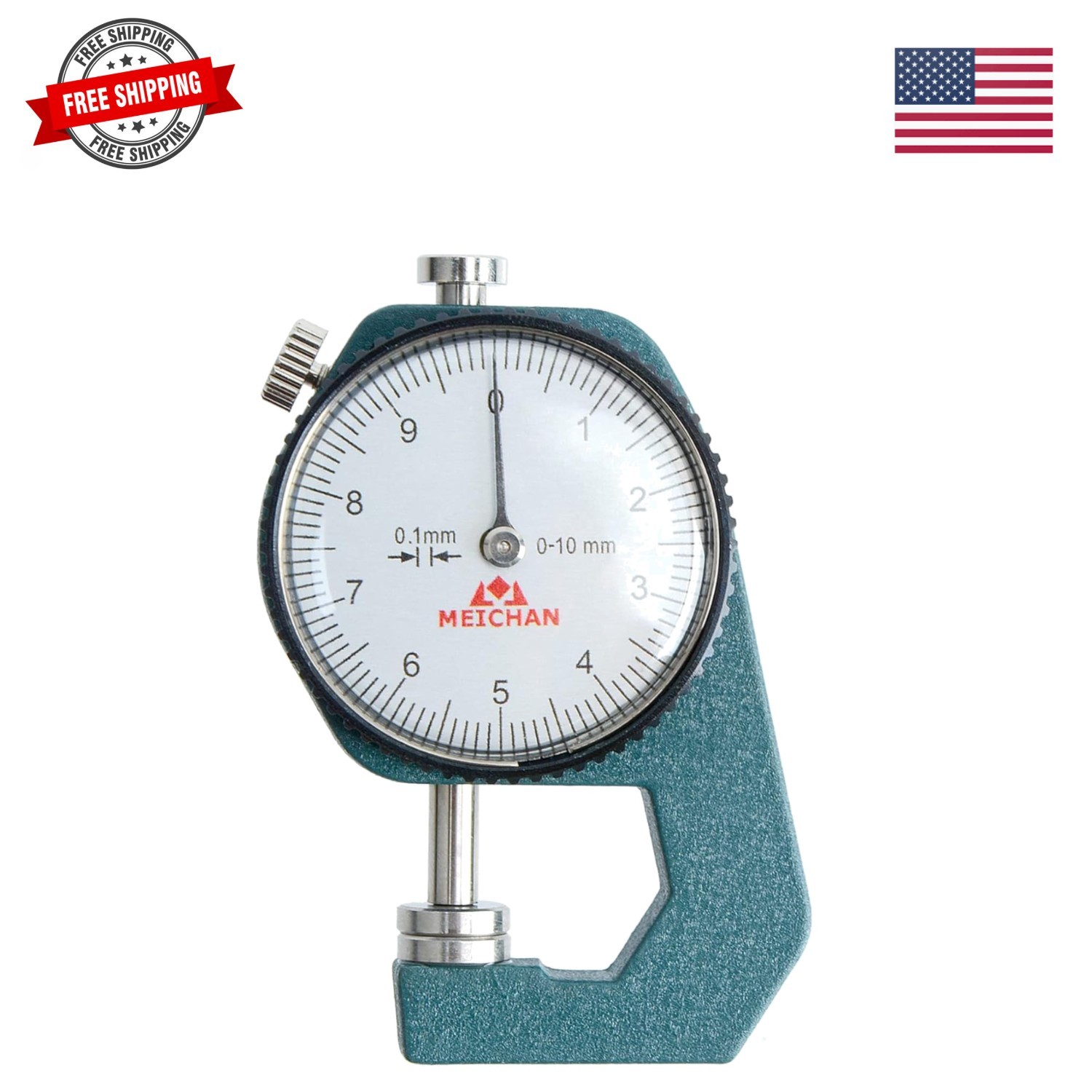 Dial Thickness Gauge 0-10mm 0.1mm Graduation Flat Head Tester Dial Measuring ...