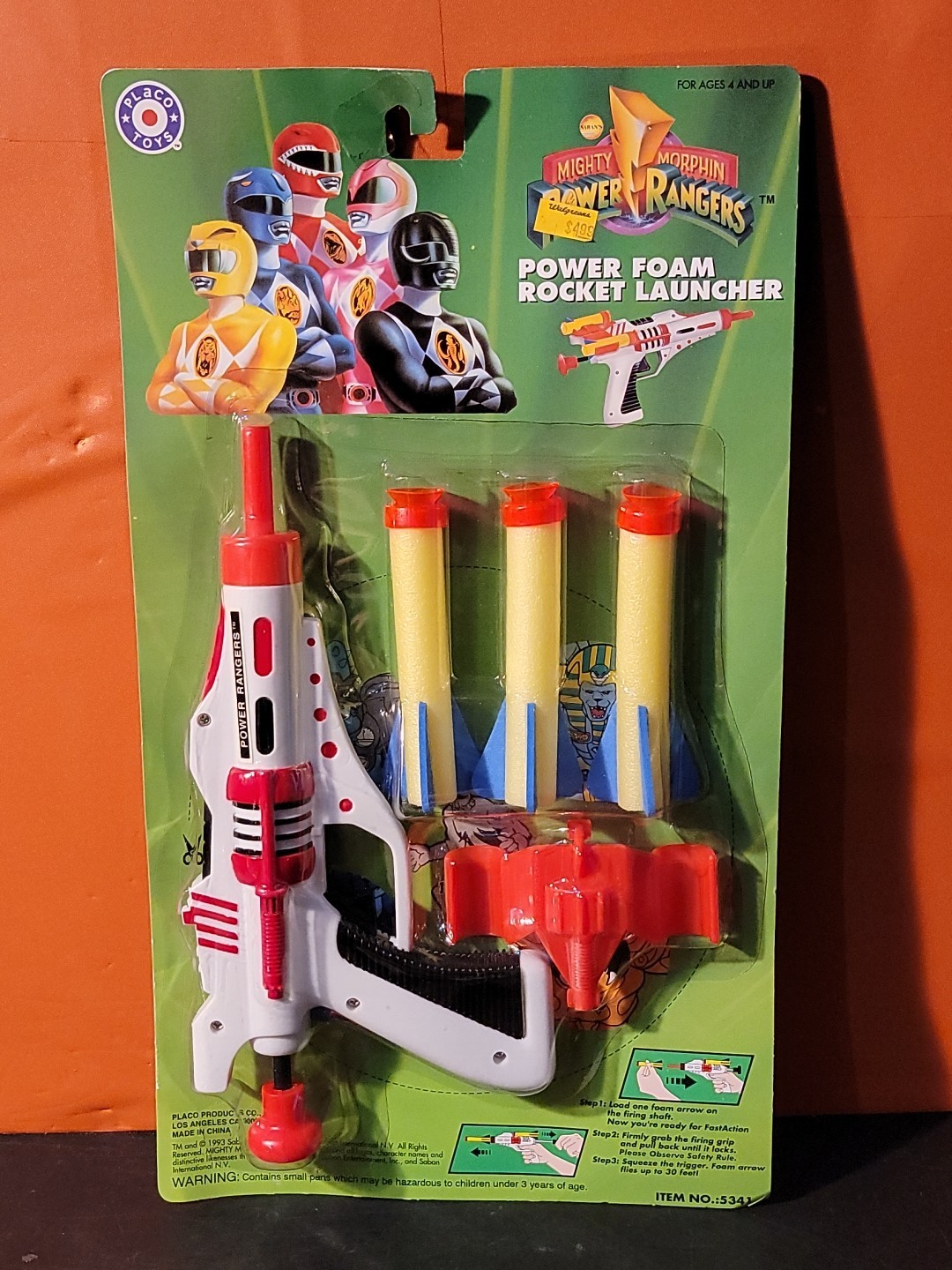 Vintage 1993 Mighty Morphin Power Rangers Power Foam Rocket Launcher Toy ~ NIB