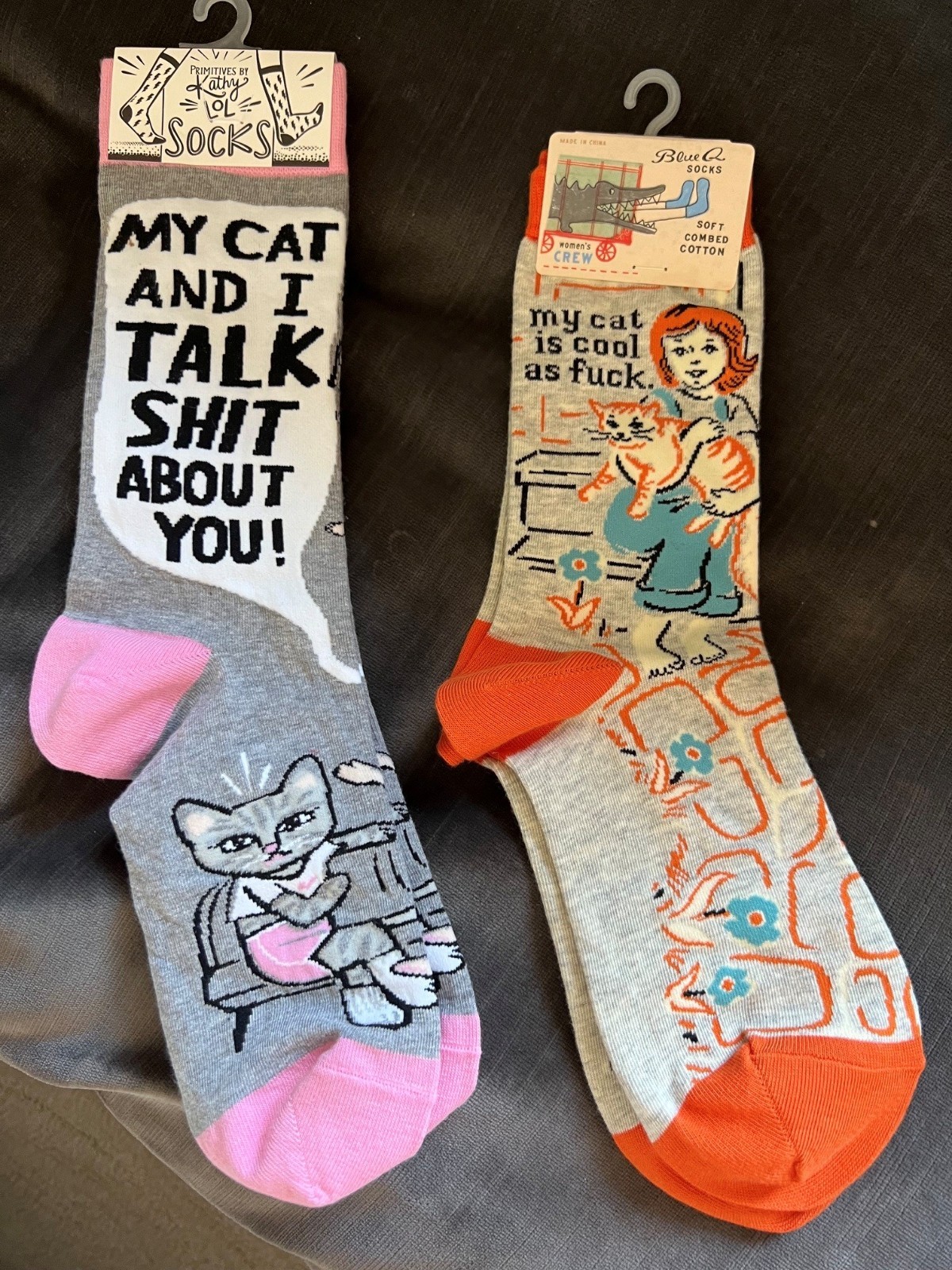 *NWT* 2 pair of Women's Cat Socks - Primitives by Kathy & Blue Q Socks
