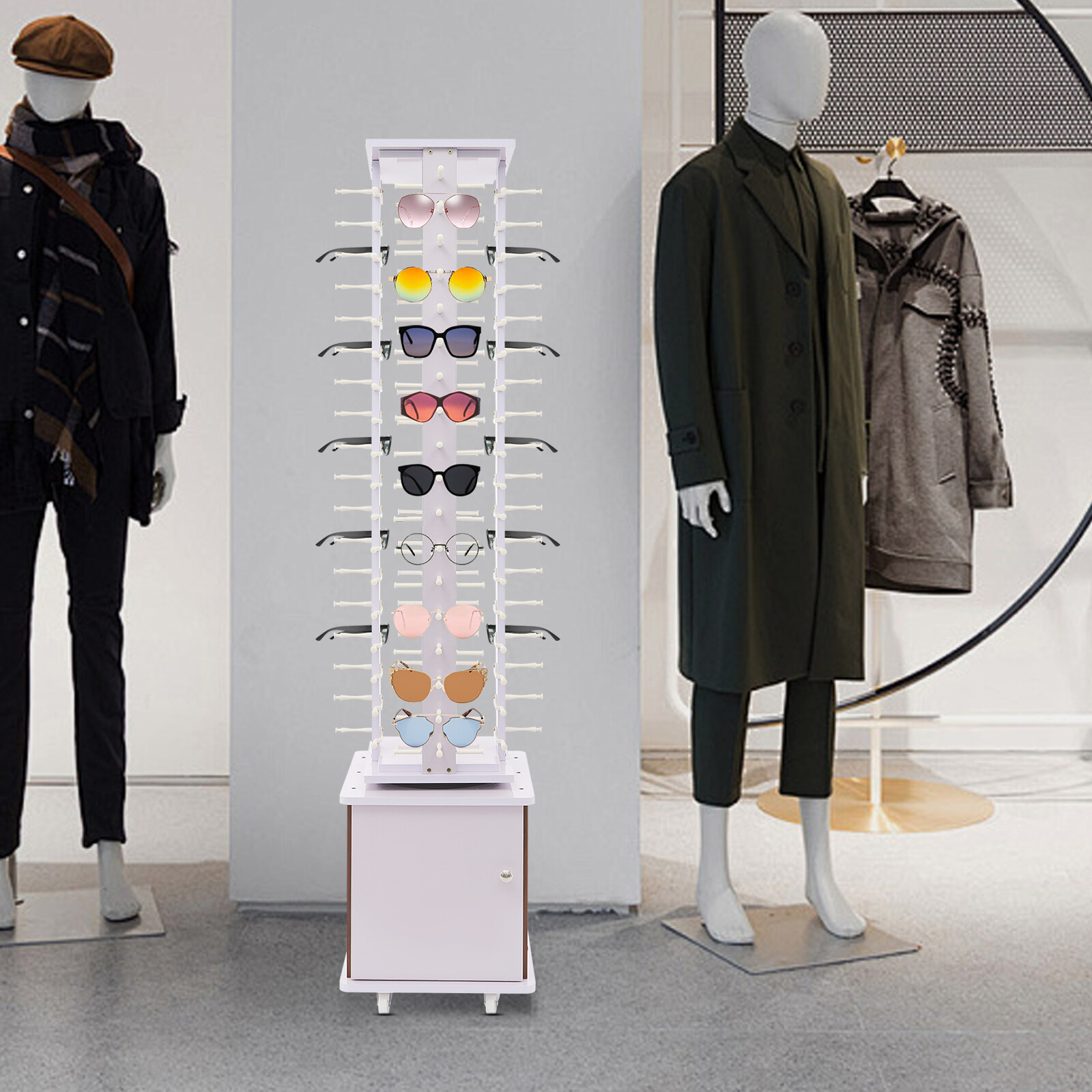 72-Pair Eyeglass Display Rack Floor-standing Rotating Glasses Storage Stand