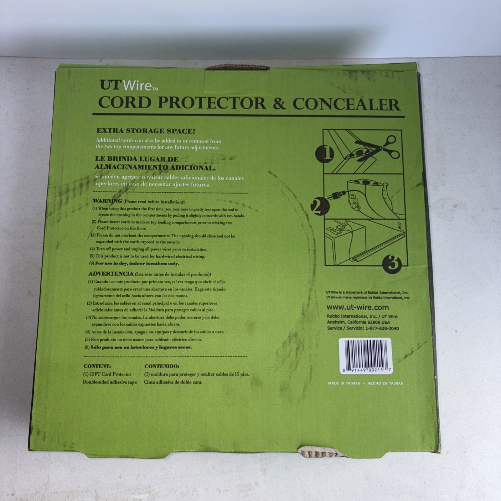 UT Wire Cord Protector with 3-Channels for Floor Gray 15Ft UTW-CP1501-GY
