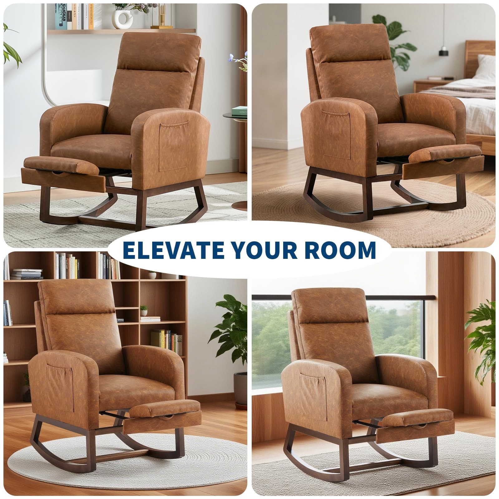 Nursery Rocker Chair ,High Back Upholstered Lounge Chair ,Glider Rocking Chair
