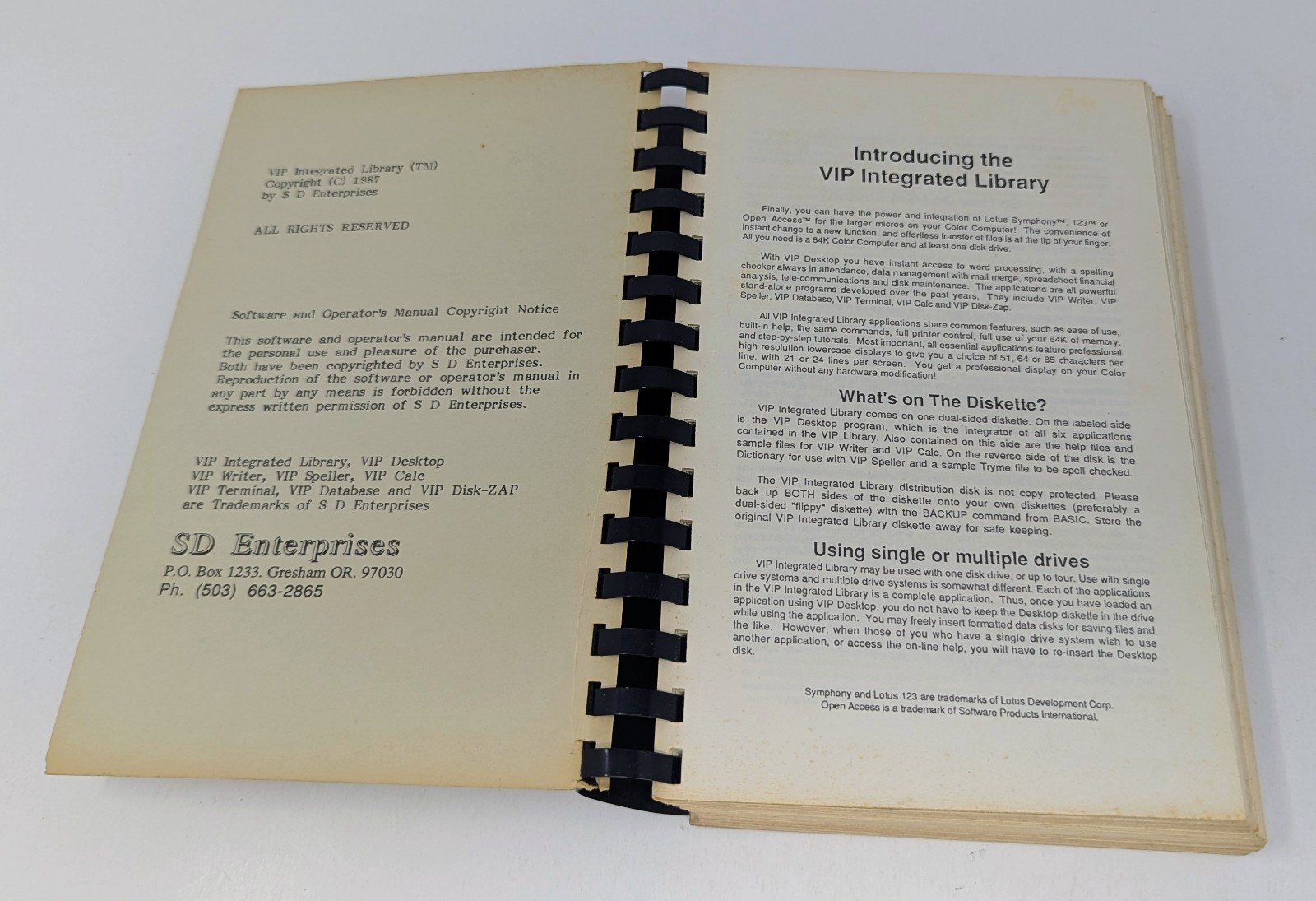 VIP Integrated Library - TRS-80 Tandy CoCo - w/ Manual & Note From Paul Anderson