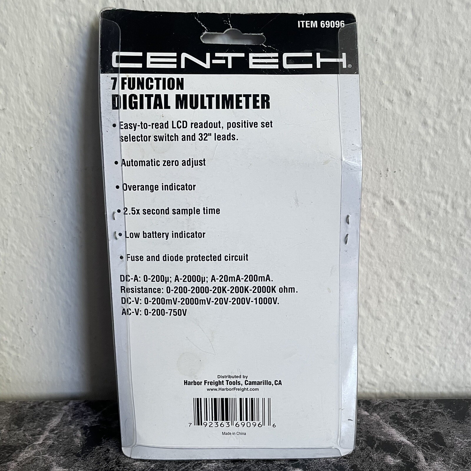 Cen-Tech 7 Function Digital Amp Ohm Volt Meter AC/ DC Voltmeter Multimeter NEW