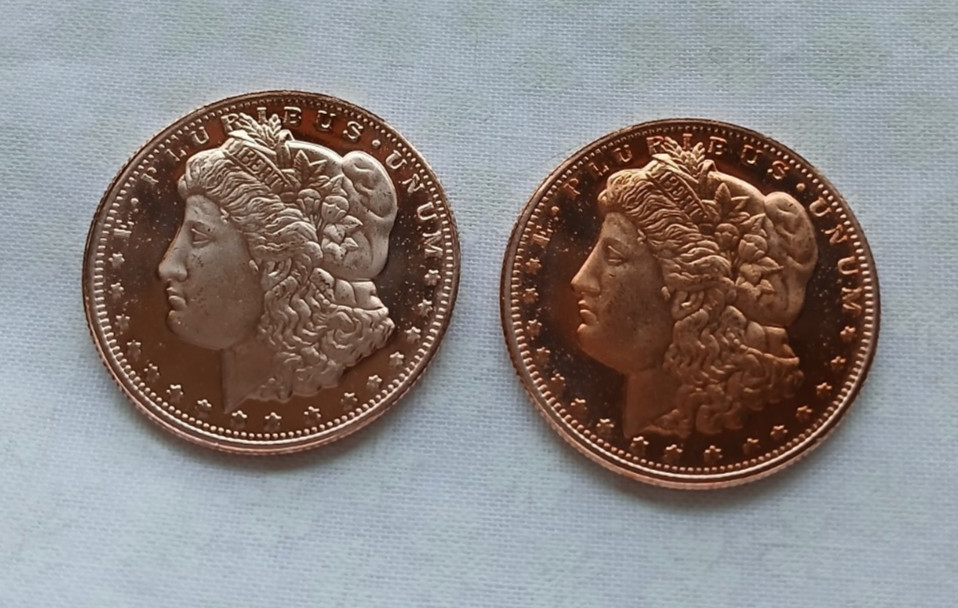 1/4 oz Morgan Copper Round Set of Two (2) - Golden State Mint - .999 Fine Copper