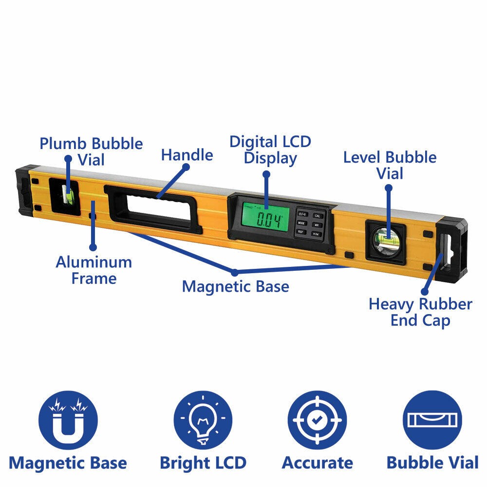 24 Inch Electronic Digital Angle Finder Level Protractor