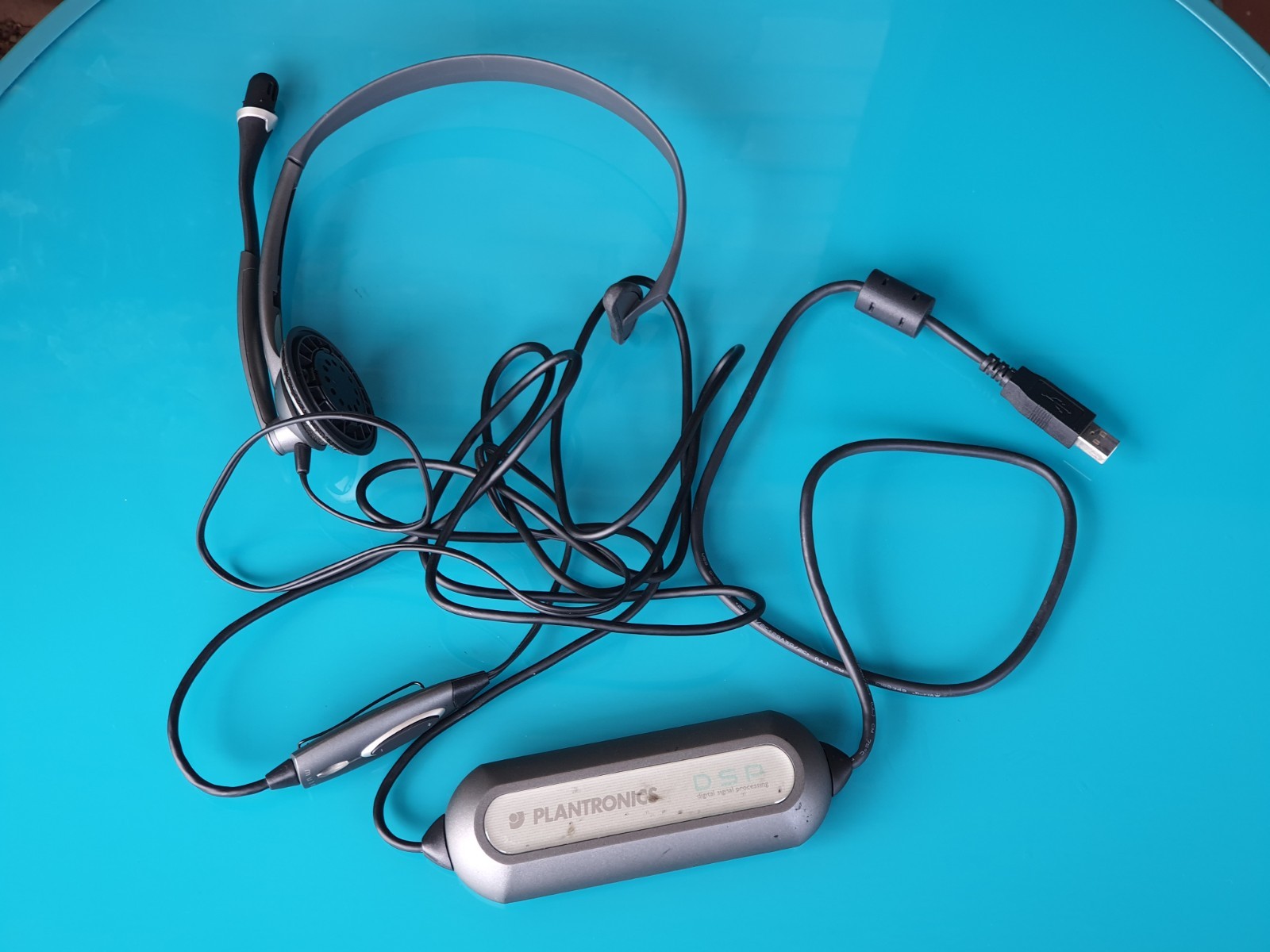 🟢 Vintage Plantronics DSP-100 PC Headset Single Ear USB Wired Retro Gaming