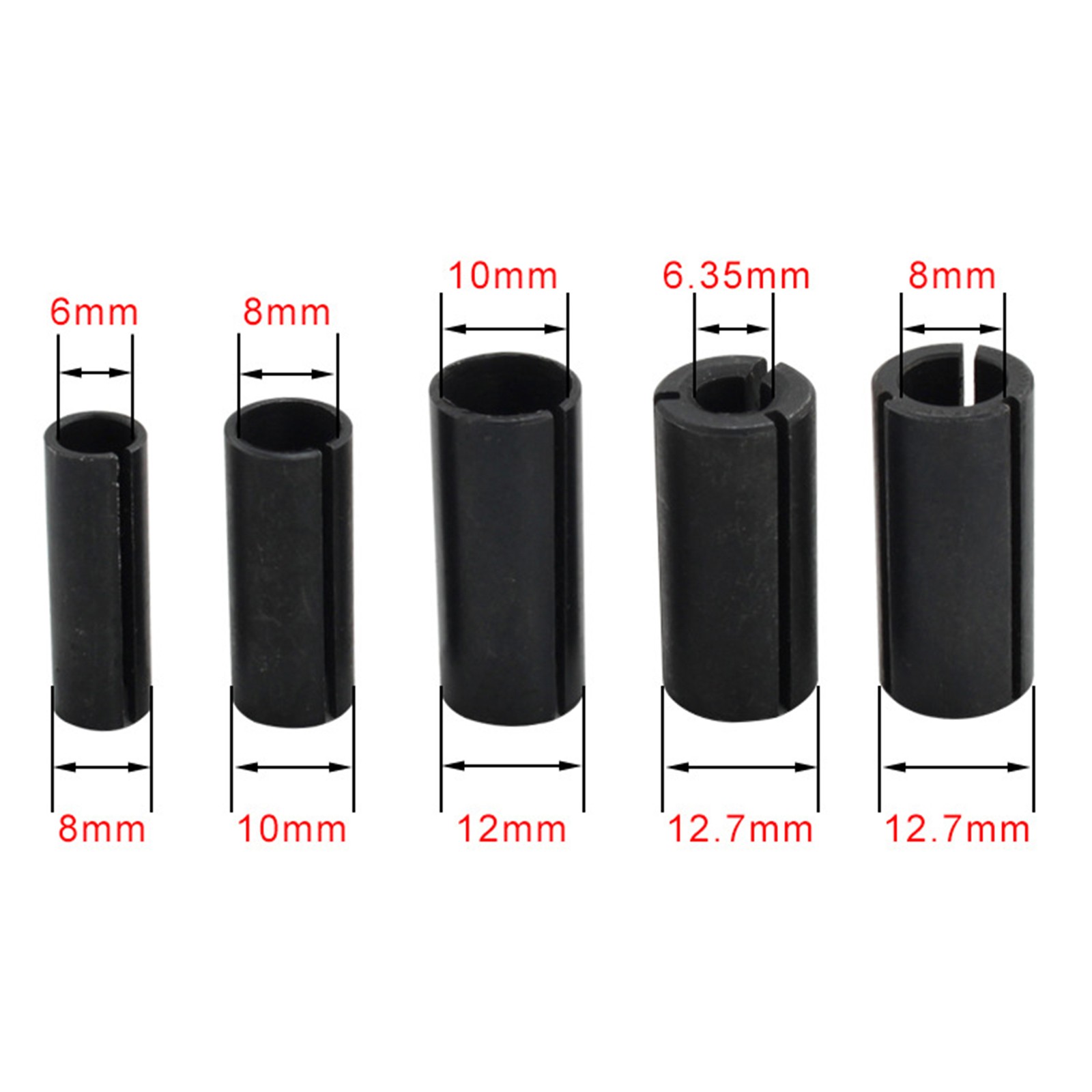 9PCS Collet Adaptor Kit Reducing Bit Router Tool 12.7mm to 6.35mm 8mm to 6mm New