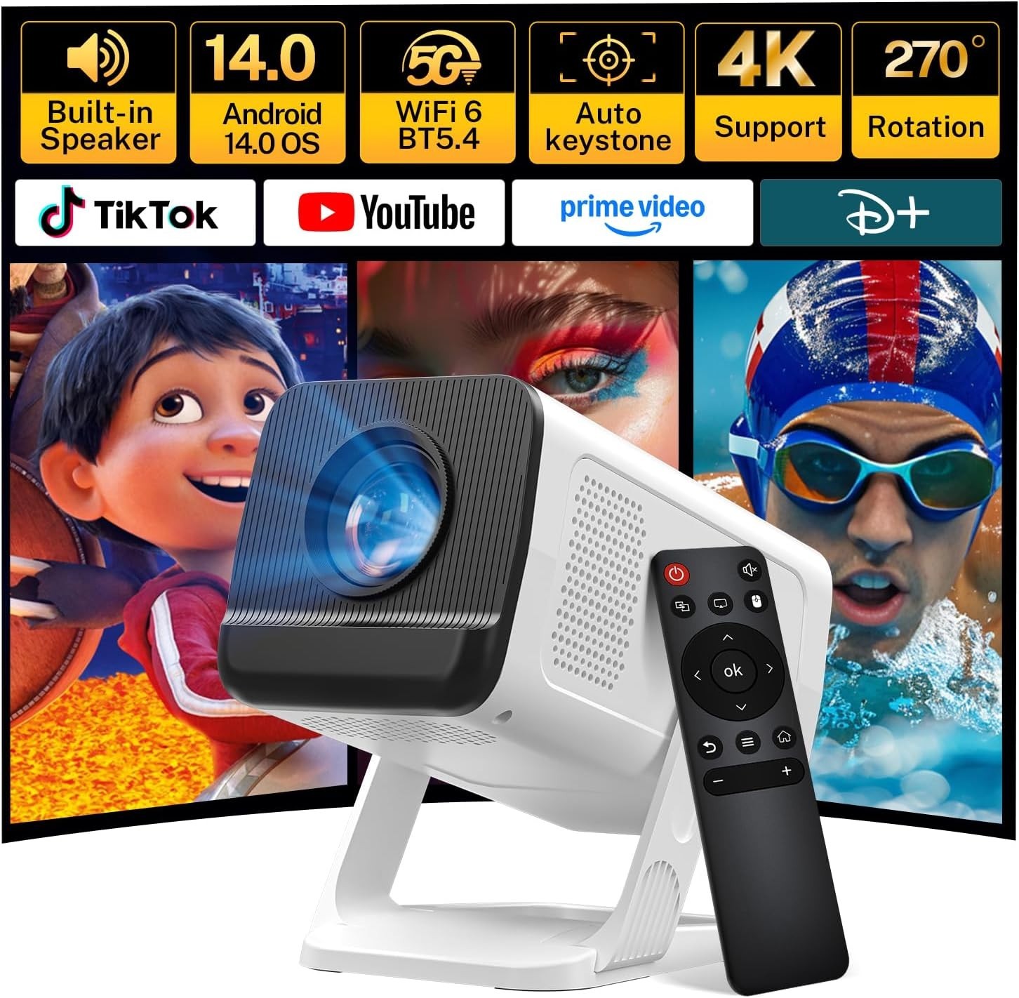 Proyector portatil bluetooth de alta definicion para cine en casa y juegos ya