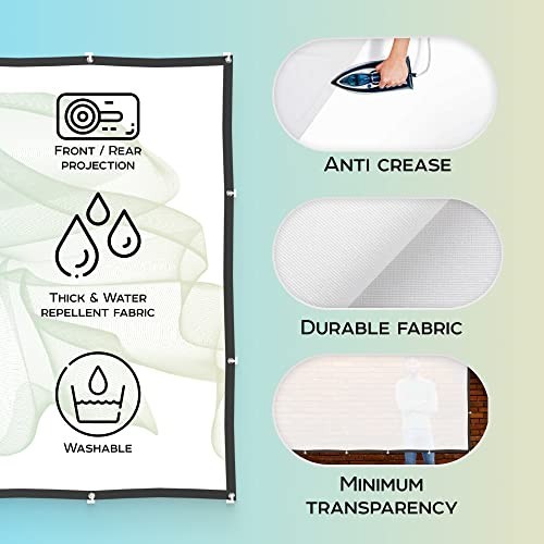 120" Portable Projector Screen - Foldable Indoor/Outdoor Movie Screen, Double-Si