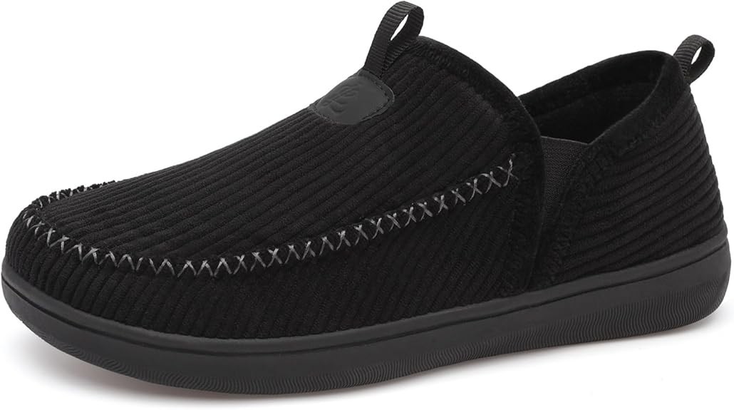Men'S Slippers Wide Memory Foam House Shoes Moccasin Slip-On Cozy Loafer Slipper