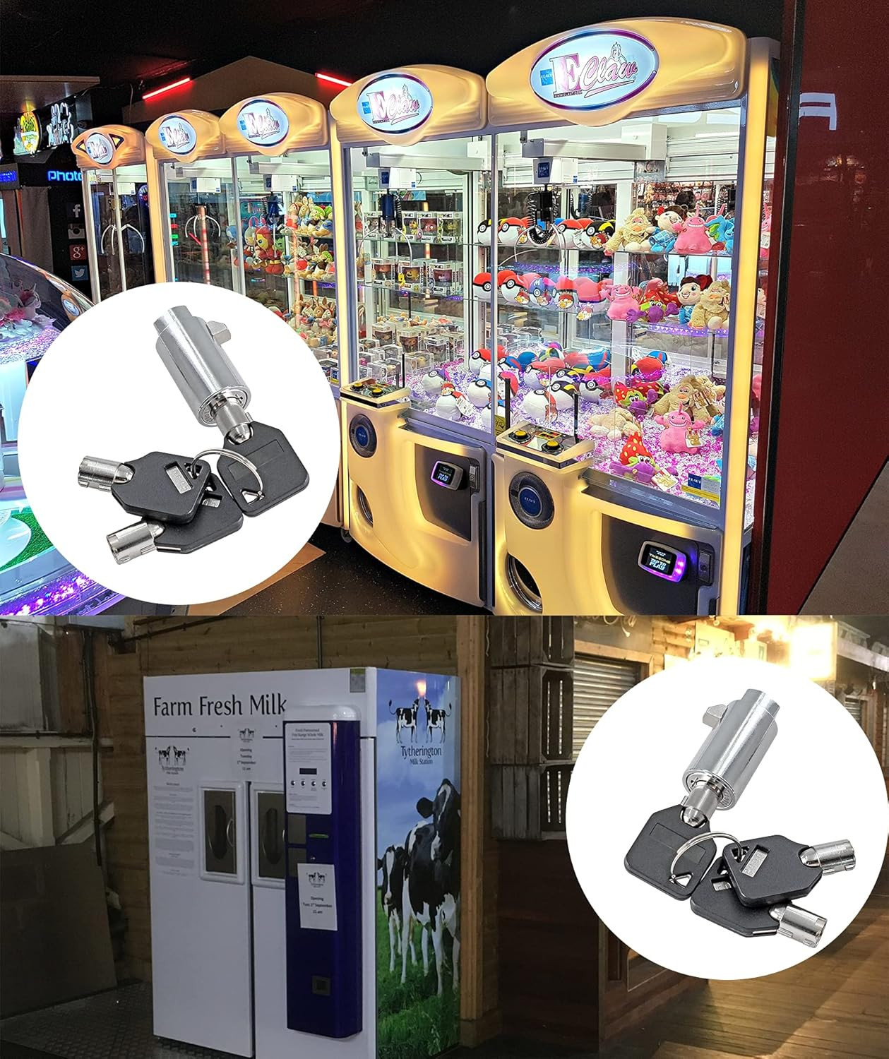2 Sets High Security Vending Machine Lock and Key Soda Candy Machine Lock