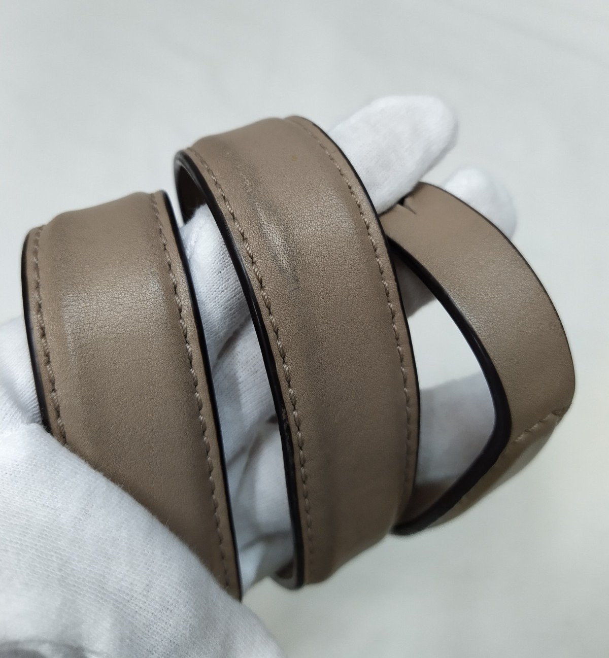 Gray Leather Replacement Strap W/ Godltone Push Gate Hook